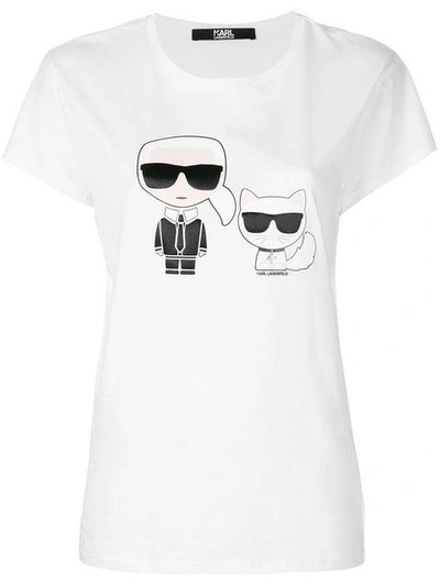 Shop Karl Lagerfeld Karl & Choupette Ikonik T-shirt In White
