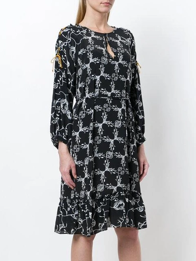 Shop Dorothee Schumacher Printed Ruffle Hem Dress - Black