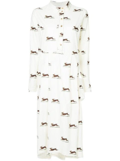 hare print shirt dress
