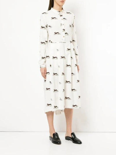 Shop Aleksandr Manamïs Hare Print Shirt Dress - White