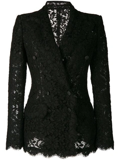 Shop Dolce & Gabbana Double Breasted Lace Blazer