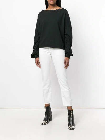 Shop Andrea Ya'aqov Cropped Tapered Jeans In White