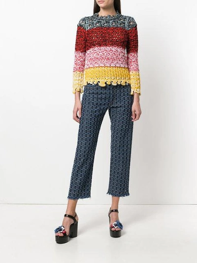 Shop Sonia Rykiel Colour-block Crochet Sweater