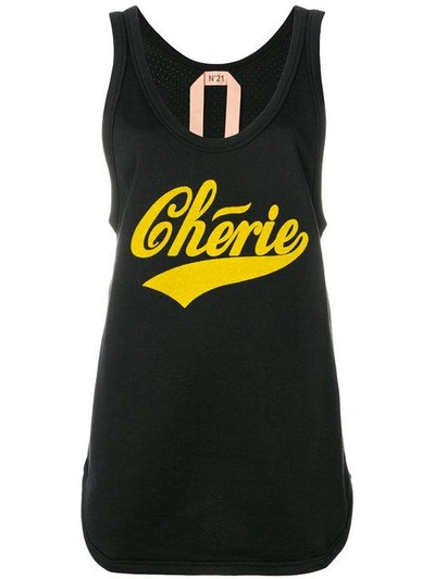 Shop N°21 Chérie Perforated Tank Top In Black