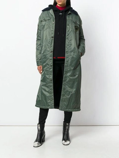Shop History Repeats Buttoned Long Jacket In Green