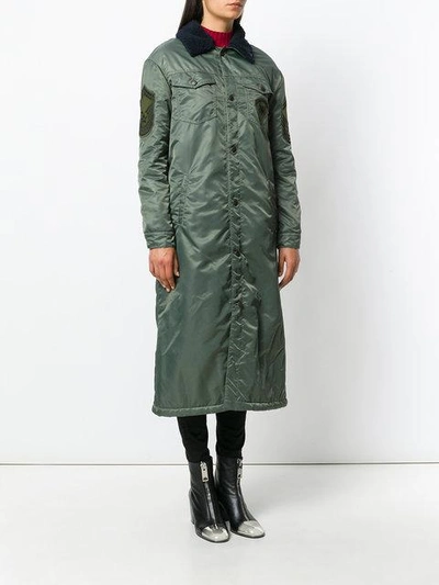 Shop History Repeats Buttoned Long Jacket In Green