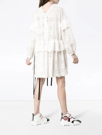 Shop Sandy Liang Rosemary Floral Broderie-anglaise Ruffle Cotton Dress