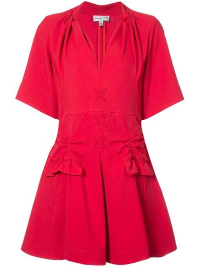 Shop Carven Stitch And Pocket Detailed Mini Dress