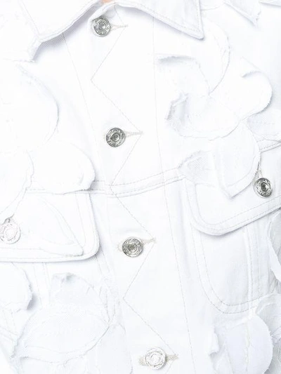Shop Oscar De La Renta Leaf Detail Denim Jacket - White