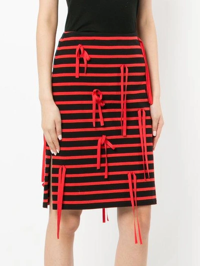 Shop Goen J  Ribbon-embellished Jersey Skirt In Red