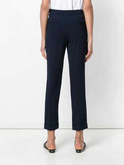 Shop Paule Ka Cropped Tailored Trousers In Blue