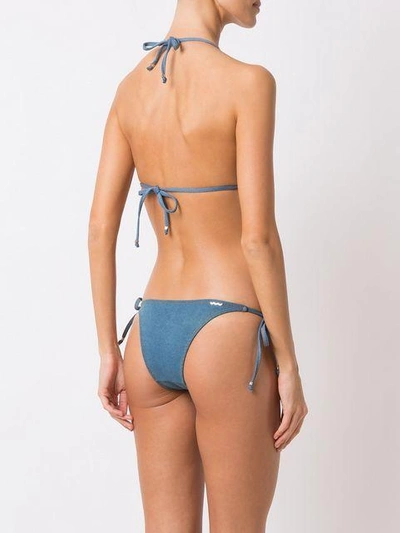 Shop Amir Slama Triangle Bikini Set In Blue