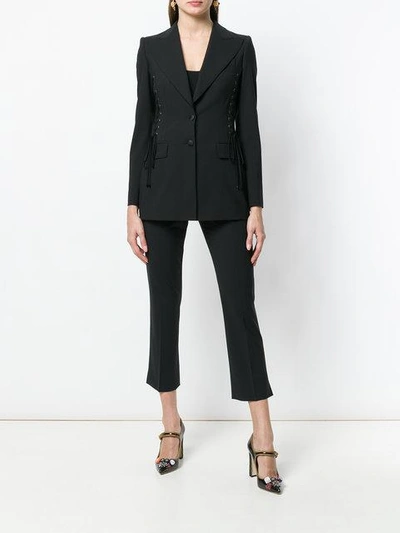 Shop Dolce & Gabbana Lace Up Sides Blazer In Black