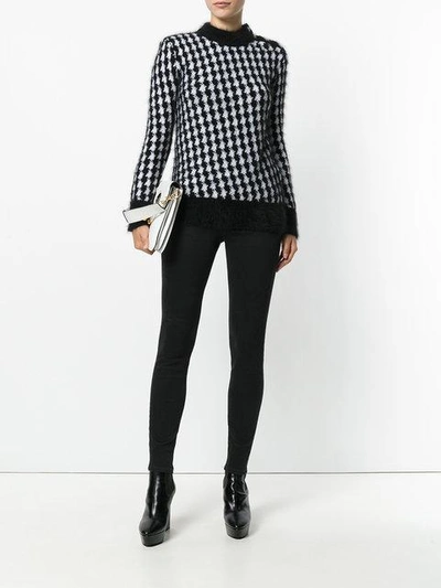 Shop Balmain Houndstooth Jumper - Black