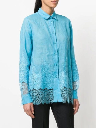 Shop Ermanno Scervino Lace Panel Shirt - Blue