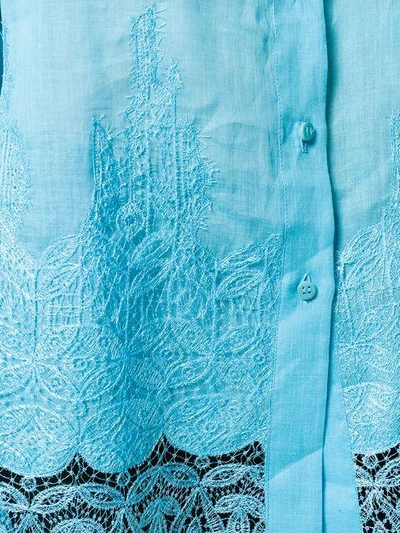 Shop Ermanno Scervino Lace Panel Shirt - Blue