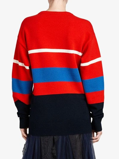 Shop Burberry Reissued 1980s Striped Jumper In Red