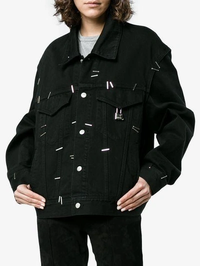 Shop Ambush Stapled Denim Jacket In Black