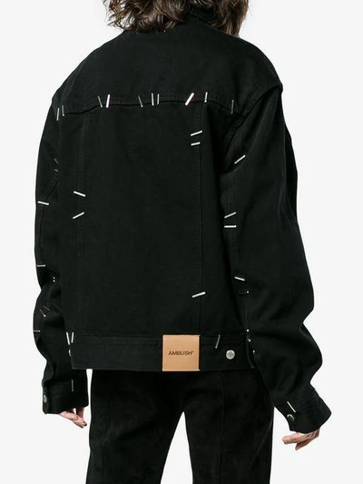 Shop Ambush Stapled Denim Jacket In Black