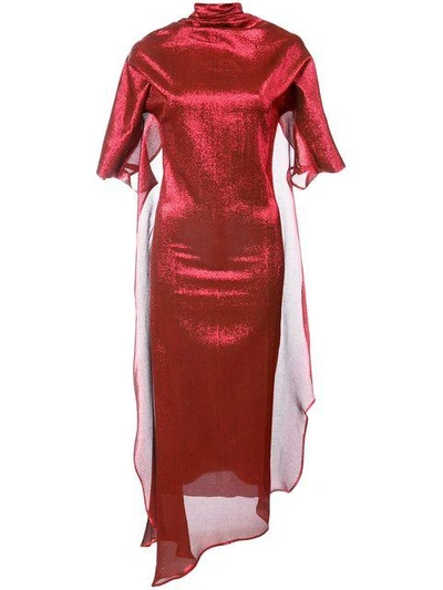 Shop Paula Knorr High Neck Fitted Dress - Red