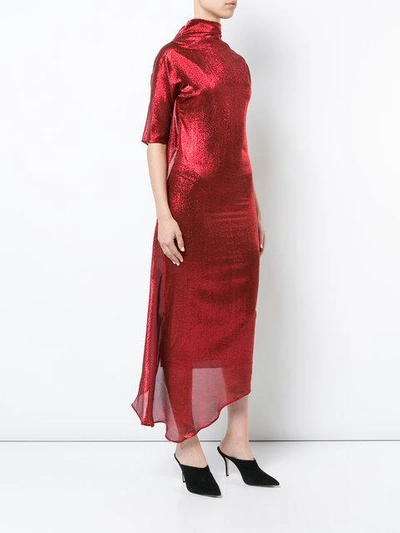 Shop Paula Knorr High Neck Fitted Dress - Red