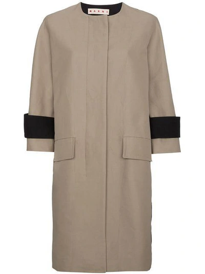 Shop Marni Two Toned Single Breasted Coat - Neutrals