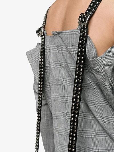 Shop Ambush Bardot Check Mini Dress In Grey