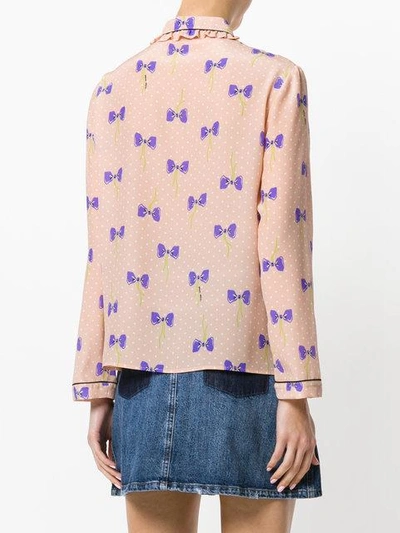 Shop Miu Miu Bow Print Shirt In F0236