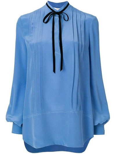 Shop Lanvin Pintucked Blouse In Blue
