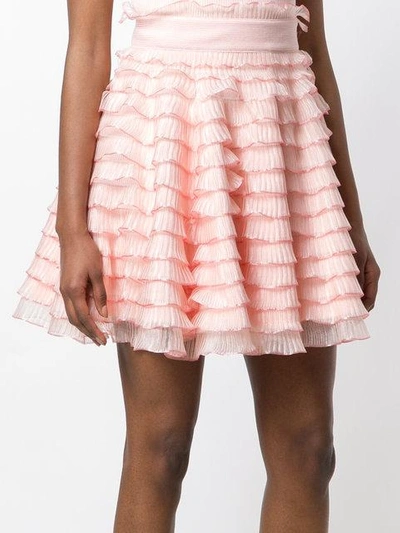 Shop Alexander Mcqueen Short Ruffle Skirt - Pink & Purple