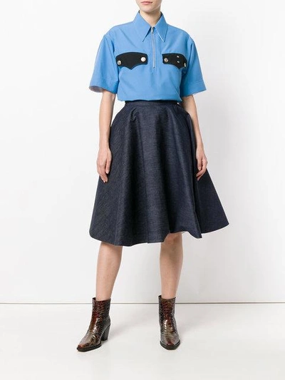 Shop Calvin Klein 205w39nyc Flared Denim Skirt In Blue