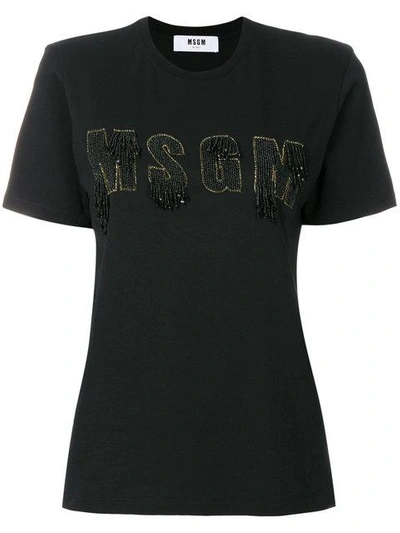 Shop Msgm Embellished Logo T-shirt - Black