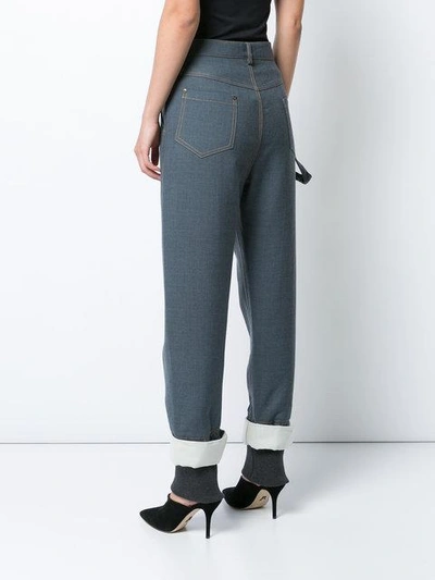 Shop Rosie Assoulin Embellished Cuff Trousers In Blue