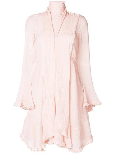 Shop Chloé Tied-neck Frilled Dress