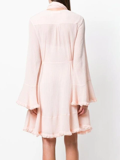 tied neck frilled dress