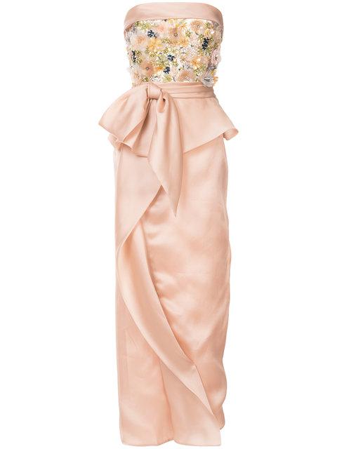 Marchesa Sequin Embroidered Tea Length Dress In Pink | ModeSens