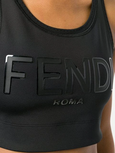 Shop Fendi Logo Sports Bra Top In Black