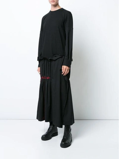 Shop Yohji Yamamoto Gathered Detail Dress In Black