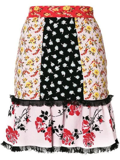 Shop Alexander Mcqueen Contrast Panel Skirt In Multicolour