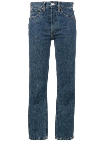 Shop Re/done Blue Double Needle Crop Jeans