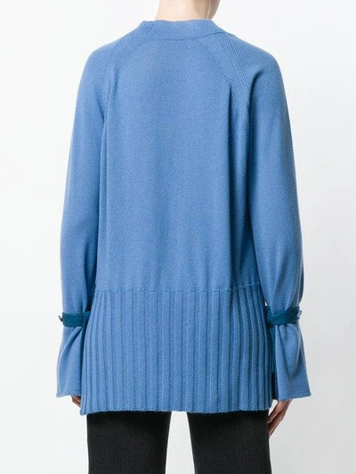 Shop Antonia Zander Cashmere Ruffle Trim Sweater - Blue