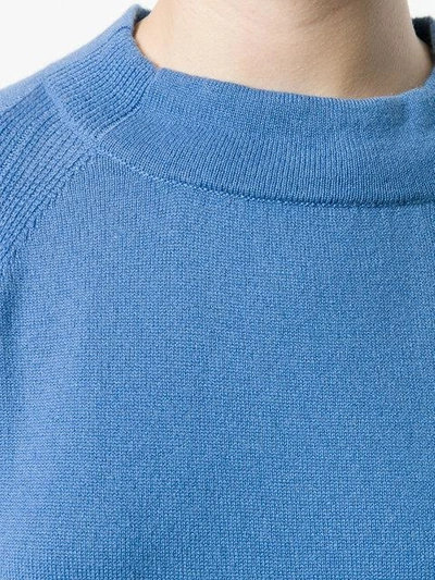 Shop Antonia Zander Cashmere Ruffle Trim Sweater - Blue