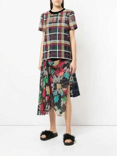 Shop Sacai Floral Print Skirt In Multicolour