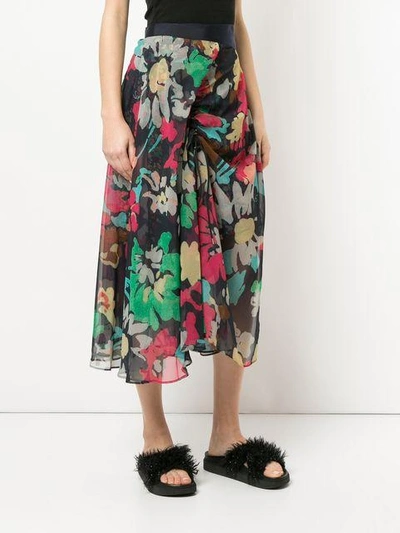 Shop Sacai Floral Print Skirt In Multicolour