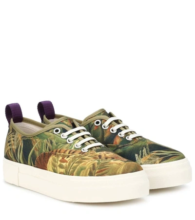 Shop Eytys Mother Printed Canvas Sneakers In Green