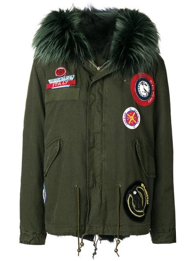 Shop Mr & Mrs Italy Parka Coat With Patch Appliqués In Green