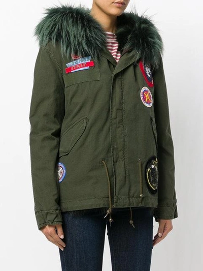 Shop Mr & Mrs Italy Parka Coat With Patch Appliqués In Green