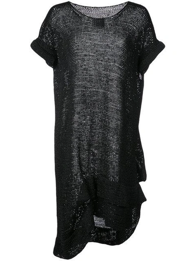 Shop Yohji Yamamoto Sheer Asymmetric Sweater - Black