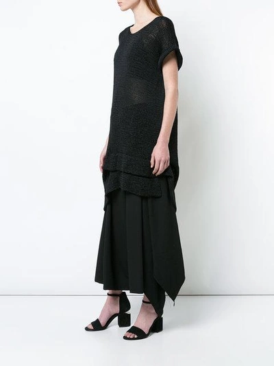 Shop Yohji Yamamoto Sheer Asymmetric Sweater - Black