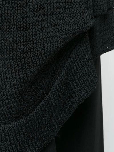 Shop Yohji Yamamoto Sheer Asymmetric Sweater - Black